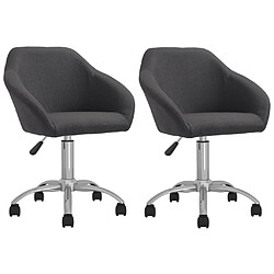 vidaXL Chaises pivotantes à manger lot de 2 gris foncé tissu 