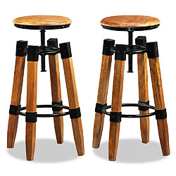 Avis vidaXL Tabourets de bar lot de 2 bois de manguier massif