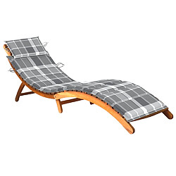 vidaXL Chaise longue de jardin avec coussin Bois d'acacia solide 