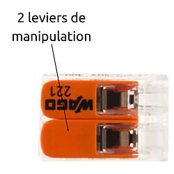 Lot de 40 bornes de raccordement S221 Compact - Connexion rapide - 2 conducteurs avec leviers 4mm² - orange - Wago