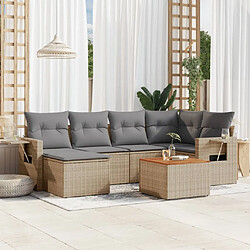 Maison Chic Salon de jardin avec coussins 7 pcs, Ensemble Tables et chaises de jardin, beige résine tressée -GKD923588