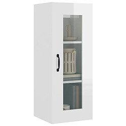 Maison Chic Armoire murale suspendue,Meuble de Rangement pour salon,cuisine Blanc brillant 34,5x34x90 cm -MN39430 pas cher