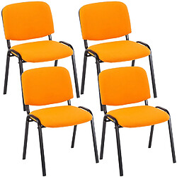 Decoshop26 Lot de 4 chaises visiteur empilable zone d'attente en tissu orange piètement à 4 pieds en métal noir 10_0003194 