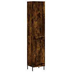 vidaXL Buffet haut Chêne fumé 34,5x34x180 cm Bois d'ingénierie