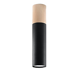 Sollux Plafonniers encastrables Flush Light Noir, Bois naturel GU10