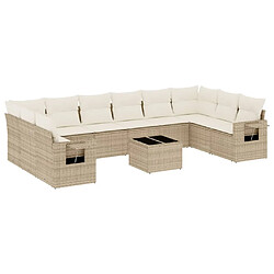 Maison Chic Salon de jardin 11 pcs avec coussins | Ensemble de Table et chaises | Mobilier d'Extérieur beige résine tressée -GKD61111