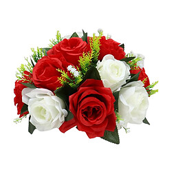 26cm Réaliste Artificielle Rose Fleurs Boule 15 Têtes De Mariage Bouquet Décor Blanc Rouge