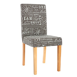 Mendler Lot de 6 chaises de séjour Littau ~ tissu gris words fabric, pieds clairs