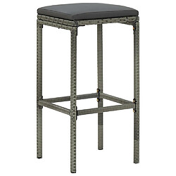 vidaXL Tabourets de bar avec coussins lot de 4 gris résine tressée