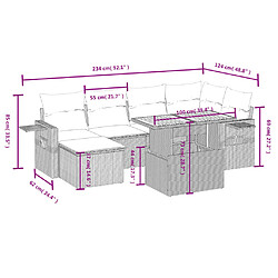 Avis vidaXL Salon de jardin avec coussins 7 pcs gris résine tressée