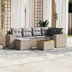 vidaXL Salon de jardin avec coussins 7 pcs beige résine tressée 