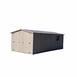 Garage Voiture en Bois Gardiun Mikhail II - 20 m² Extérieur 616x324x192/222 cm