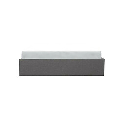 Lit plateforme avec coffre de rangement pour couchage 140 x 190 cm tissu gris clair