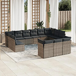 Maison Chic Salon de jardin avec coussins 13 pcs | Ensemble de Table et chaises | Mobilier d'Extérieur gris résine tressée -GKD11102