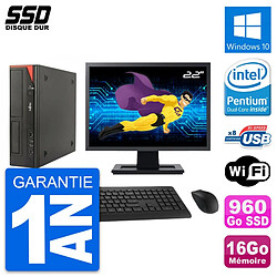 PC Fujitsu E520 E85+ DT Ecran 22" Intel G3220 RAM 16Go SSD 960Go Windows 10 Wifi - Occasion