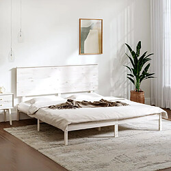 vidaXL Cadre de lit sans matelas blanc 200x200 cm bois massif de pin