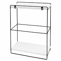 Mendler Etagère murale HWC-K77, étagère suspendue Etagère de cuisine, bois massif métal industriel 2 étagères 50x35x17cm ~ blanc pas cher