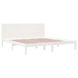 Avis vidaXL Cadre de lit Blanc Bois massif 180x200 cm Super King