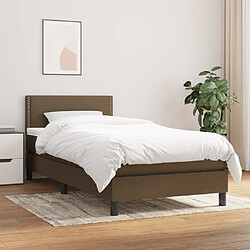 Maison Chic Structures de lit + matelas,Lit à sommier tapissier avec matelas Marron foncé 100x200 cm -MN68299