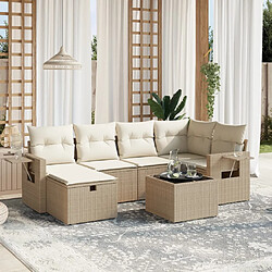 vidaXL Salon de jardin avec coussins 7 pcs beige résine tressée 