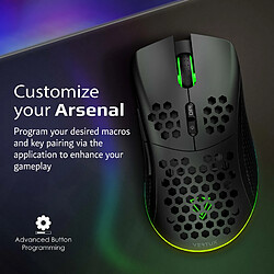 Vertux Ammolite Souris gaming duale sans fil, RGB ultralégère 16000 DPI, 7 boutons programmables, 40G, batterie de 50h