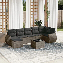 vidaXL Salon de jardin 8 pcs avec coussins gris résine tressée 