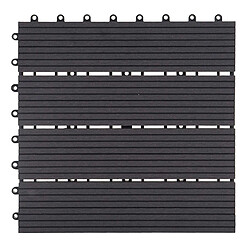 Decoshop26 Set de 11 dalles de terrasse aspect bois WPC pour balcon jardin terrasse 30x30cm 1m² base gris linéaire Anthracite linéaire 04_0005493