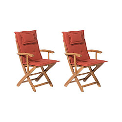 Beliani Lot de 2 chaises Bois Rouge foncé MAUI