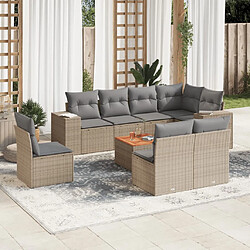 vidaXL Salon de jardin avec coussins 9 pcs beige résine tressée 