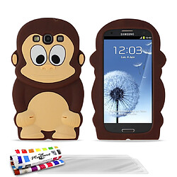 Muzzano Coque souple Brun ""Le Singe"" Premium + 3 Films SAMSUNG GALAXY S3 / I9300