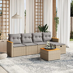 vidaXL Salon de jardin avec coussins 6pcs mélange beige résine tressée 