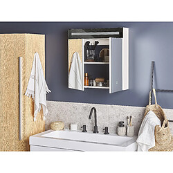 Beliani Armoire de toilette blanche avec miroir LED 60 x 60 cm JARAMILLO