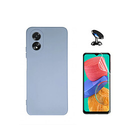 Kit de film en verre trempé de la couverture 5D + couvercle de silicone liquide + SuppOrt Magnétique Phonecare pour Oppo A38 4G - Bleu clair