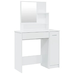 vidaXL Coiffeuse avec miroir blanc brillant 86,5x35x136 cm