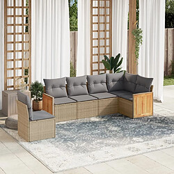 vidaXL Salon de jardin avec coussins 6 pcs beige résine tressée 