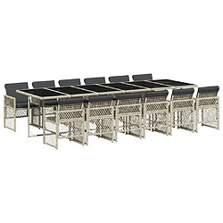 vidaXL Ensemble à manger de jardin et coussins 13 pcs gris clair rotin