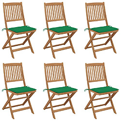 vidaXL Chaises pliables de jardin lot de 6 avec coussins Bois d'acacia 