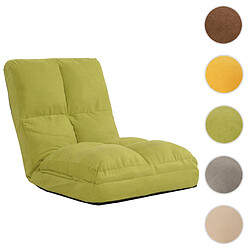 Mendler Fauteuil de sol HWC-N45, fauteuil-lit pliable Fauteuil fonctionnel, fonction sommeil pliable cadre acier velours ~ vert 