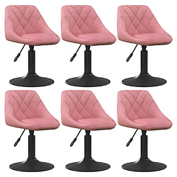 vidaXL Chaises pivotantes à manger lot de 6 rose velours