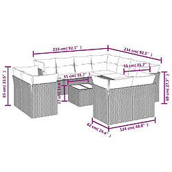 Acheter vidaXL Salon de jardin avec coussins 12 pcs beige résine tressée