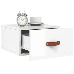 Avis vidaXL Table de chevet murale blanc brillant 35x35x20 cm