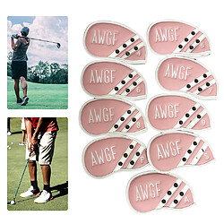 9x Golf Iron Headcover Set Housse De Protection De Tête De Club Doublée En Polaire Rose pas cher