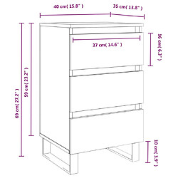 vidaXL Tables de chevet 2 pcs blanc 40x35x69 cm bois d’ingénierie pas cher