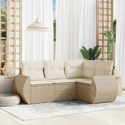 Maison Chic Salon de jardin avec coussins 4 pcs | Ensemble de Table et chaises | Mobilier d'Extérieur beige résine tressée -GKD76022