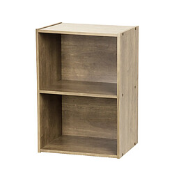 Iris Ohyama,Meuble/Étagère de rangement modulable, 2 compartiments - Basic Storage Shelf CX-2 - Bois, Brun cendré, L41.5 x P29 x H59.5 cm 