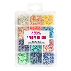 Graines Creatives Boîte de perles Heishi - 12 couleurs pastel