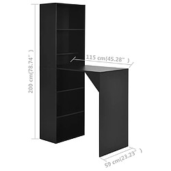 vidaXL Table de bar avec armoire Noir 115x59x200 cm pas cher