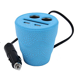 Wewoo D-24 Chargeur de tasse de voiture de texture de crocodile 2.1A / 1A ports USB doubles de 12V-24V avec 2 prises de cigarette et prise de carte