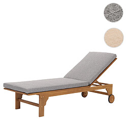 Mendler Bain de soleil HWC-N48, Bain de soleil de jardin Relax chaise longue, bois massif acacia certifié MVG ~ coussin gris 