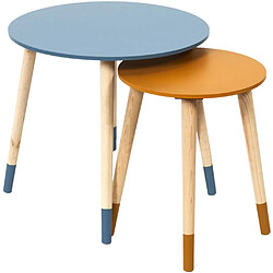 The Home Deco Factory Tables gigognes bicolores Scandi (Lot de 2) bleu et jaune.